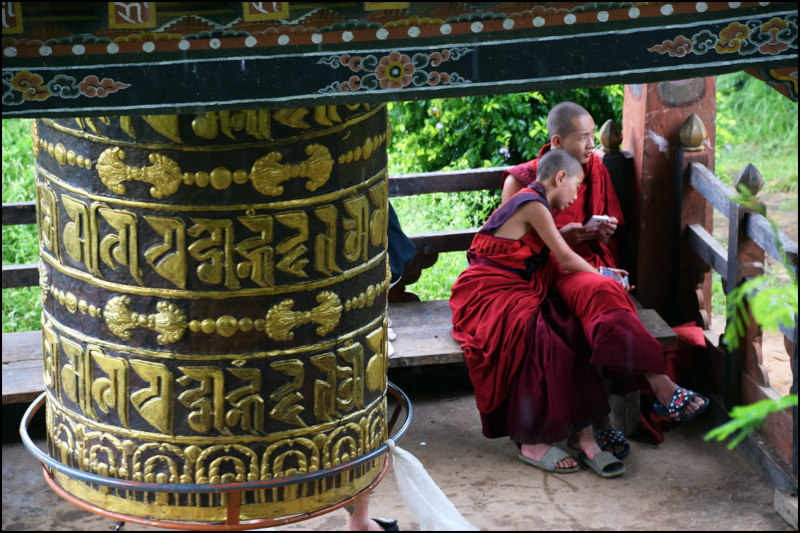 Page Young Bhutanese Monks in Temple