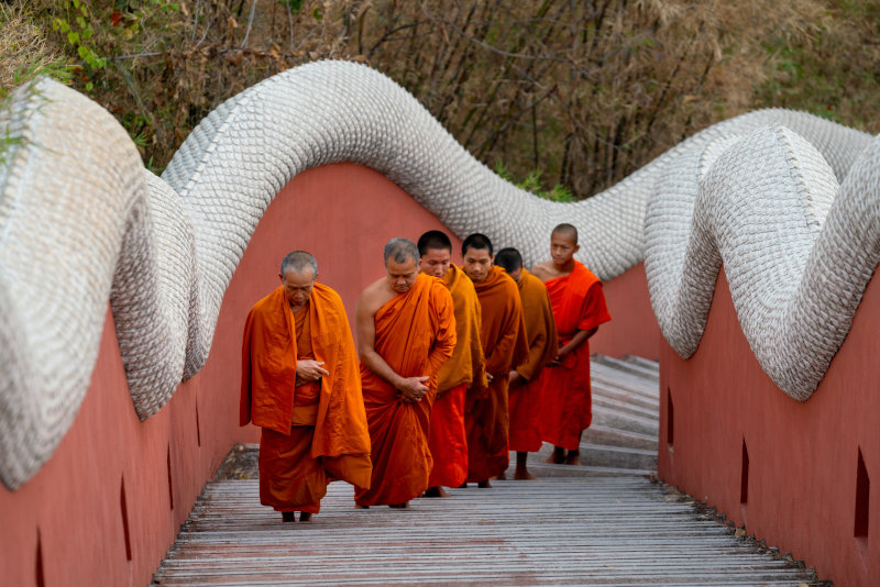 Post monks in temple