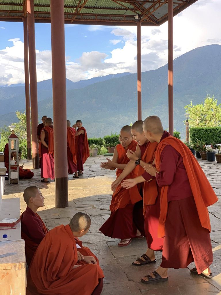 Post monks in Bhutan